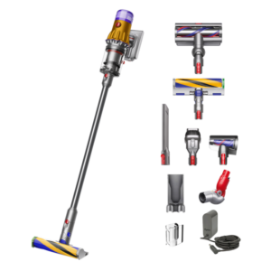 Reducere  Aspirator vertical fara fir Dyson V12 Slim Detect Absolute 2023 cu iluminare, 3 moduri de curatare, 545 W, negru/galben