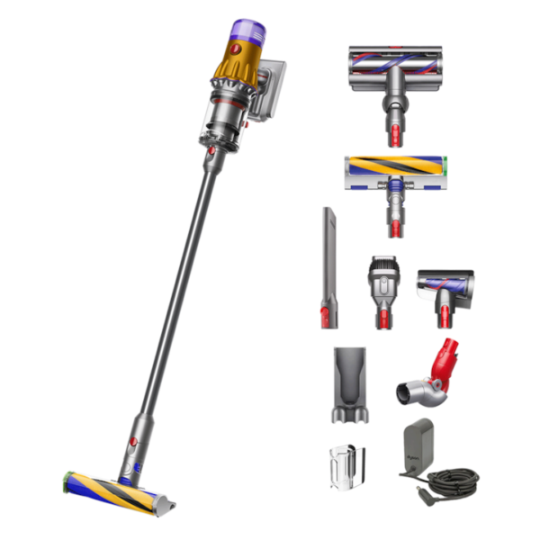 Reducere  Aspirator vertical fara fir Dyson V12 Slim Detect Absolute 2023 cu iluminare, 3 moduri de curatare, 545 W, negru/galben