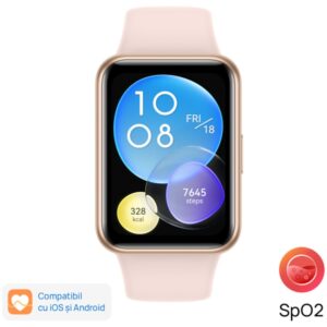 Reducere  Smartwatch Huawei Watch Fit 2, Silicone Strap, Sakura Pink