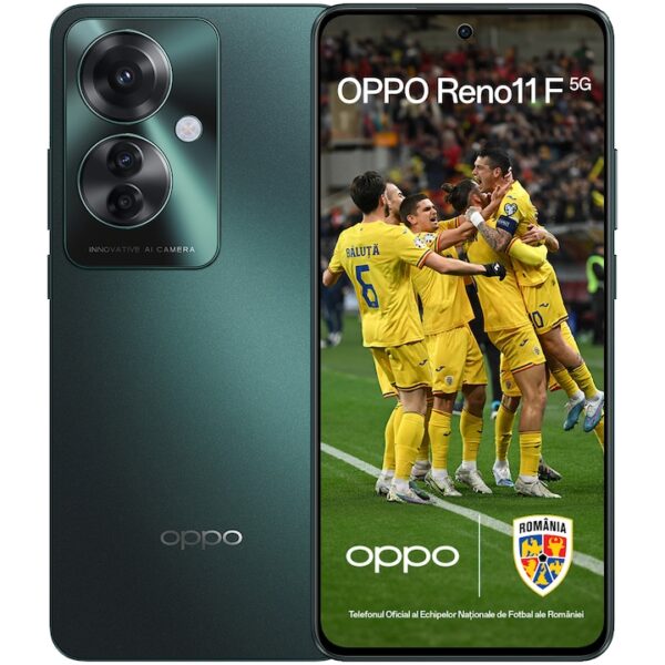 Reducere  Telefon mobil OPPO Reno11 F UEFA Champions League Edition, Dual SIM, 256GB, 8GB RAM, 5G, Palm Green