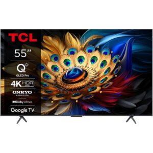 Reducere  Televizor TCL QLED 55C655, 139 cm, Smart Google TV, 4K Ultra HD, Clasa F (Model 2024)