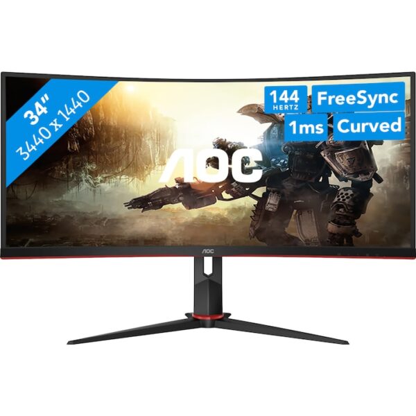 Reducere  Monitor Gaming Curbat WLED VA AOC 34″ WQHD HDR10 144Hz 4ms HDMI DisplayPort USB CU34G2X/BK