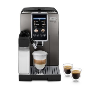 Reducere  Espressor automat De’Longhi Dinamica Plus ECAM 380.95.TB, 24 tipuri de bauturi, 15 bari, 2 carafe pentru lapte, tehnologie LatteCrema, 1450 W, Negru gri inchis