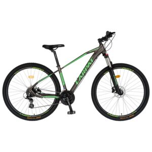 Reducere  Bicicleta MTB-HT, Schimbator Shimano Altus RD-M310-L, 24 Viteze, Cadru Aluminiu, Roti 29 Inch, Frane Hidraulice, Carpat C2959AH, Gri cu Design Verde