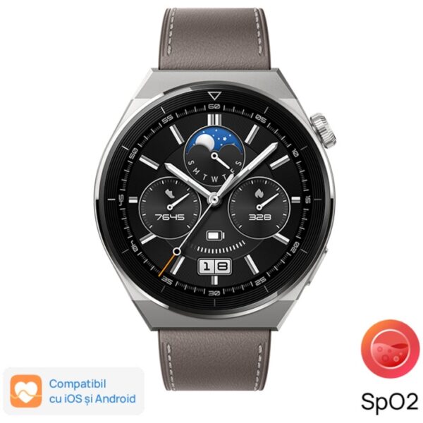 Reducere  Smartwatch Huawei Watch GT 3 PRO, Leather Strap, Gray