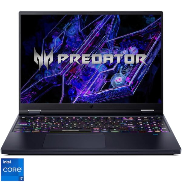 Reducere  Laptop Gaming Acer Predator Helios 16 cu procesor Intel® Core™ i7-14700HX pana la 5.50 GHz, 16″, WQXGA, IPS, 240Hz, 32GB DDR5, 1TB SSD, NVIDIA® GeForce RTX™ 4070 8GB GDDR6, No OS, Abyssal Black