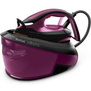 Reducere  Statie de calcat Tefal Express Vision SV8152E0, 2800W, presiune 6.9 bari, jet de abur 480 g/min, abur variabil 0-130 g/min, rezervor detasabil 1.8L, varf iluminare LED, colector calcar, oprire automata, talpa Durilium airglide autoclean, alb & violet