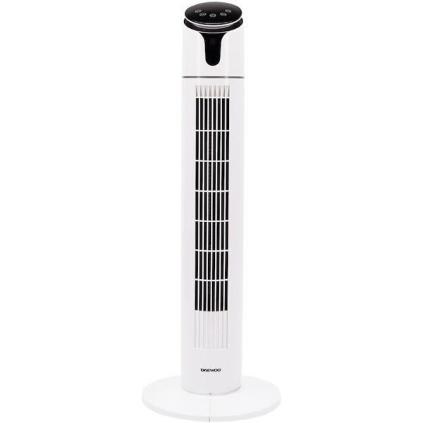 Reducere  Ventilator tip turn Daewoo DDV200, 60 W, 3 trepte de putere, timer 15 ore, panou de control digital, telecomanda, oscilare la 60 grade, baza stabila, Alb