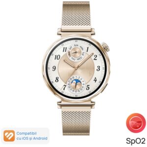 Reducere  Smartwatch Huawei Watch GT 5, 41MM, Pale Gold Stainless Steel Case, Gold Milanese Strap