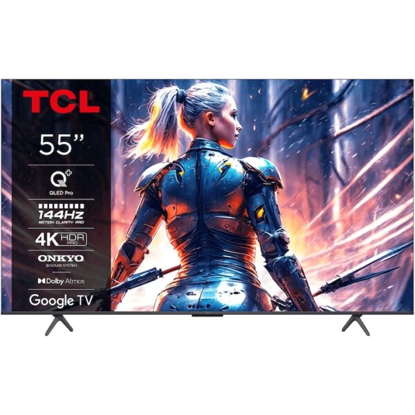 Reducere  Televizor TCL QLED 55T8B, 139 cm, Smart Google TV, 4K Ultra HD, 100Hz, Clasa E (Model 2024)