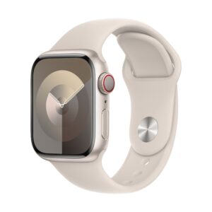 Reducere  Apple Watch 9, GPS, Cellular, Carcasa Starlight Aluminium 45mm, Starlight Sport Band – M/L