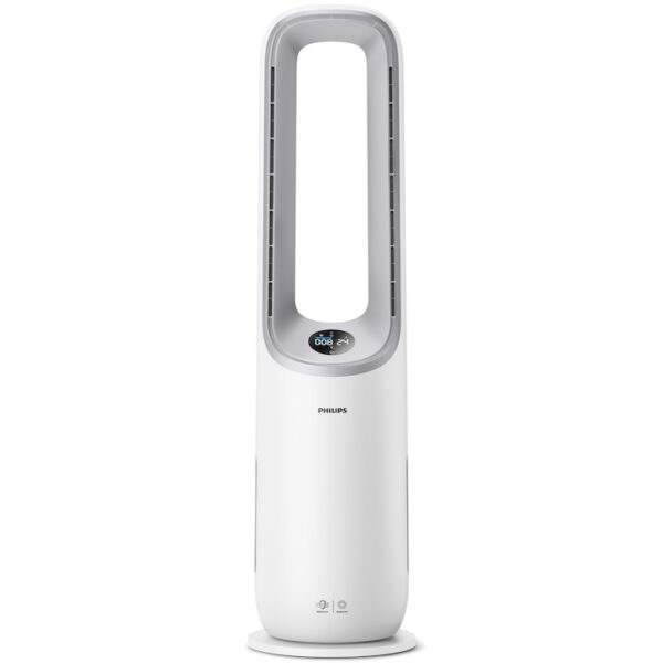 Reducere  Purificator de aer si ventilator 2-in-1 Philips AMF765/10, CADR 270 mc/h, filtru HEPA si carbon activ, AeraSense, 10 setari de turatie, Conectat la aplicatia Air+, AI , Mod nocturn, Alb