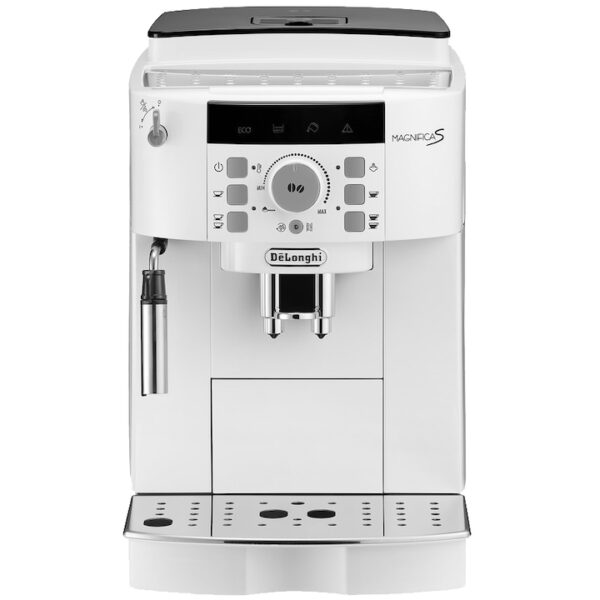 Reducere  Espressor automat De’Longhi Magnifica S ECAM 22.110.W, 5 tipuri de bauturi, Sistem manual de spumare, Rasnita cu 13 setari, 1450W, 15 bari, 1.8 l, Alb