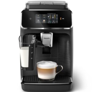 Reducere  Espressor automat Philips seria 2300 EP2330/10, LatteGO, 4 tipuri de bauturi, ecran tactil intuitiv, Tehnologie noua SilentBrew, Aplicatie HomeID, rasnita ceramica, negru mat