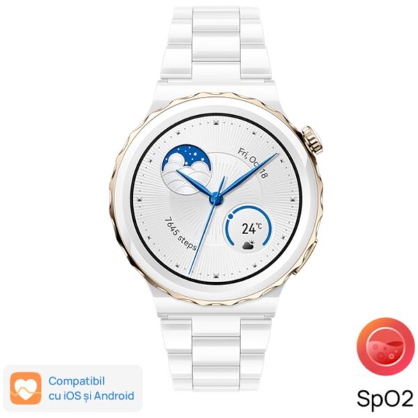 Reducere  Smartwatch Huawei Watch GT 3 PRO, Ceramic Strap, White