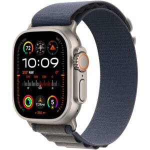 Reducere  Apple Watch Ultra 2, GPS, Cellular, Carcasa Titanium 49mm, Blue Alpine Loop – Medium