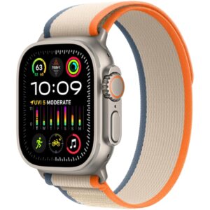 Reducere  Apple Watch Ultra 2, GPS, Cellular, Carcasa Titanium 49mm, Orange/Beige Trail Loop – S/M