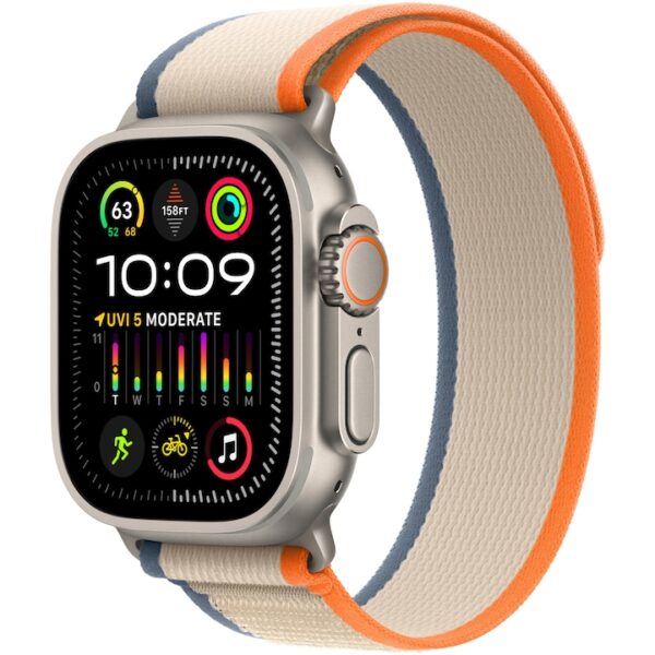 Reducere  Apple Watch Ultra 2, GPS, Cellular, Carcasa Titanium 49mm, Orange/Beige Trail Loop – S/M