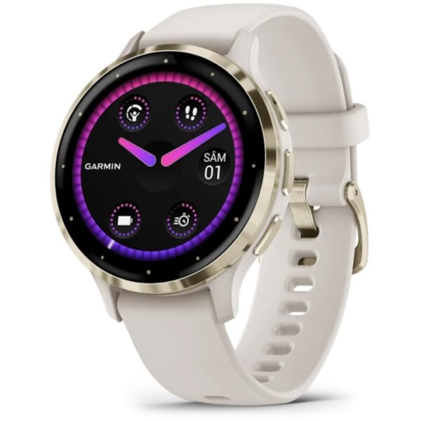 Reducere  Smartwatch Garmin Venu 3S, GPS, Wi-Fi, curea silicon, Ivory/Soft Gold