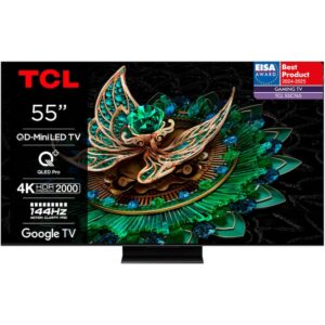 Reducere  Televizor TCL MiniLed 55C765, 139 cm, Smart Google TV, 4K Ultra HD, 100Hz, Clasa F (Model 2024)