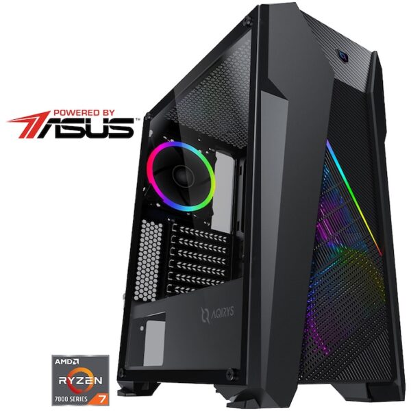 Reducere  Sistem Desktop PC Gaming Serioux Powered by ASUS cu procesor AMD Ryzen™ 7 5700X pana la 4.60GHz, 16GB DDR4, 512GB SSD, ASUS Dual GeForce RTX™ 4060 Ti OC 8GB GDDR6, Windows 11 Home, Black