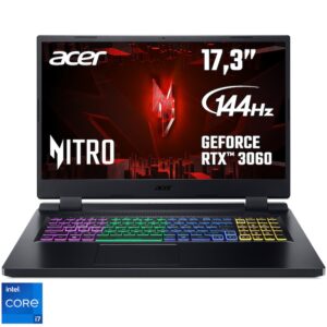 Reducere  Laptop Gaming Acer Nitro 5 AN517-55 cu procesor Intel® Core™ i7-12700H pana la 4.70 GHz, 17.3″ Full HD, IPS, 144Hz, 16GB, 1TB SSD, NVIDIA® GeForce RTX™ 3060 6GB GDDR6, No OS, Black