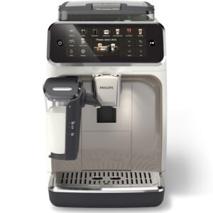 Reducere  Espressor automat Philips EP5543/90 seria 5500, presiune 15 bari, solutie de lapte LatteGO, 20 tipuri de bauturi, ecran tactil, Tehnologie noua SilentBrew-preparare silentioasa, rasnita ceramica, functie QuickStart, jet suplimentar, alb cromat