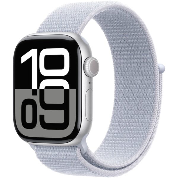 Reducere  Apple Watch 10 GPS, Carcasa Silver Aluminium 42mm, Blue Cloud Sport Loop