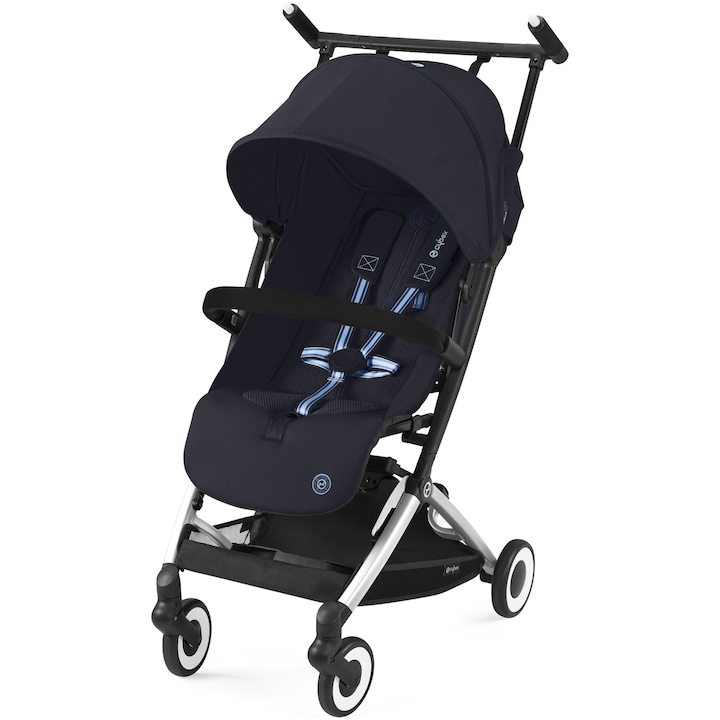 Reducere  RESIGILAT: Carucior pentru bebelusi Cybex Gold Libelle Dark Blue, cadru argintiu, albastru inchis