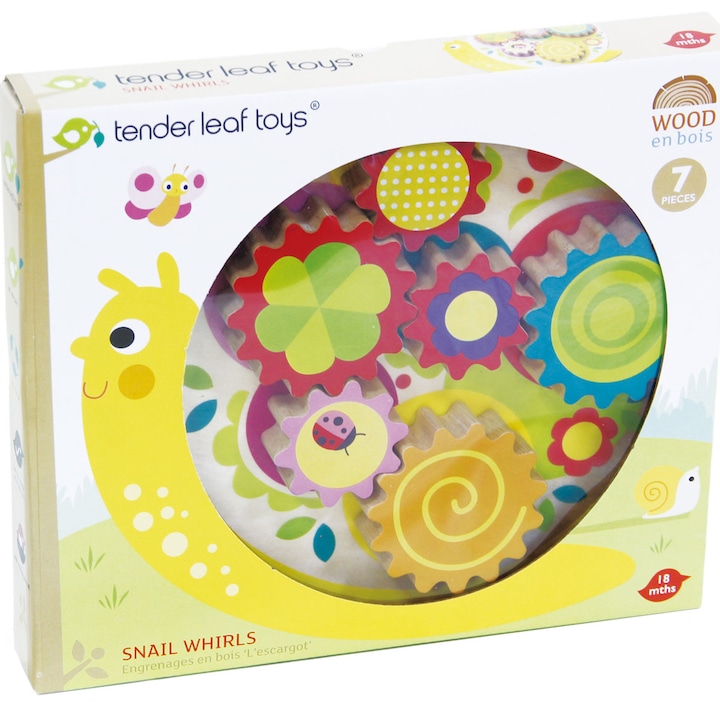 Reducere  RESIGILAT: Set de joaca din lemn Tender Leaf Toys – Melcul cu roti dintate, 7 piese