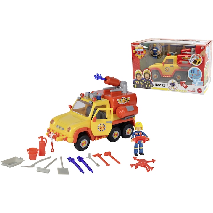 Reducere  RESIGILAT: Masinuta pompieri Fireman Sam – Venus 2.0, 19 cm, cu figurina