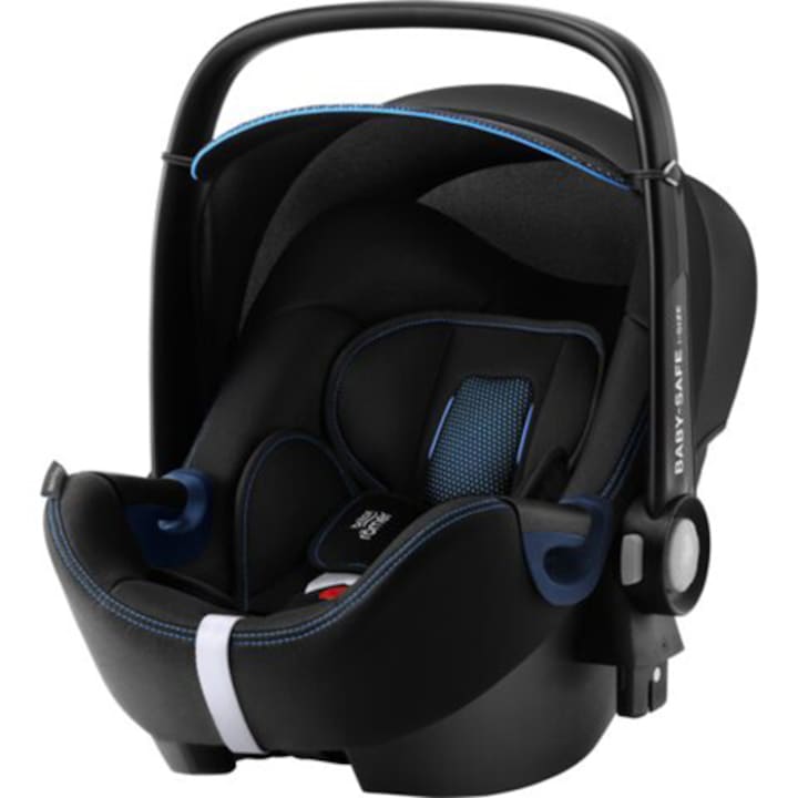 Reducere  RESIGILAT: Cos auto i-Size Britax Romer Baby Safe 2 Cool Flow Blue, 40-83 cm, Negru/Albastru