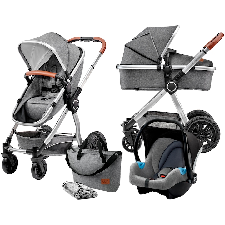 Reducere  RESIGILAT: Carucior 3 in 1 Kinderkraft VEO grey, Gri