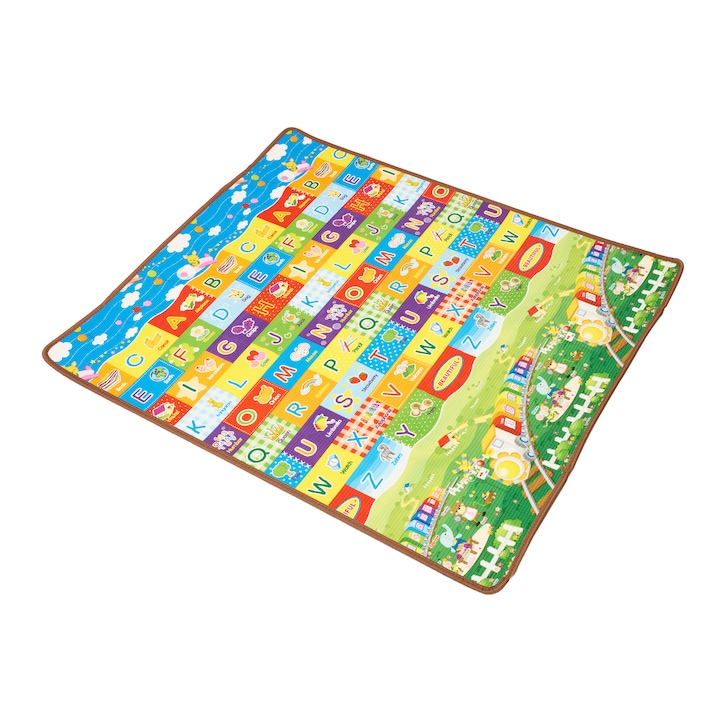 Reducere  RESIGILAT: Covor educativ copii U-GROW cu 2 fete, 180 x 150 x 1 cm, Multicolor