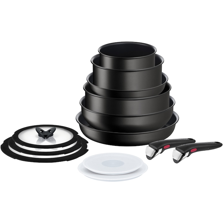 Reducere  RESIGILAT: Set 13 piese TEFAL Ingenio Unlimited L7639002, maner detasabil, invelis antiaderent Titan, inductie, negru