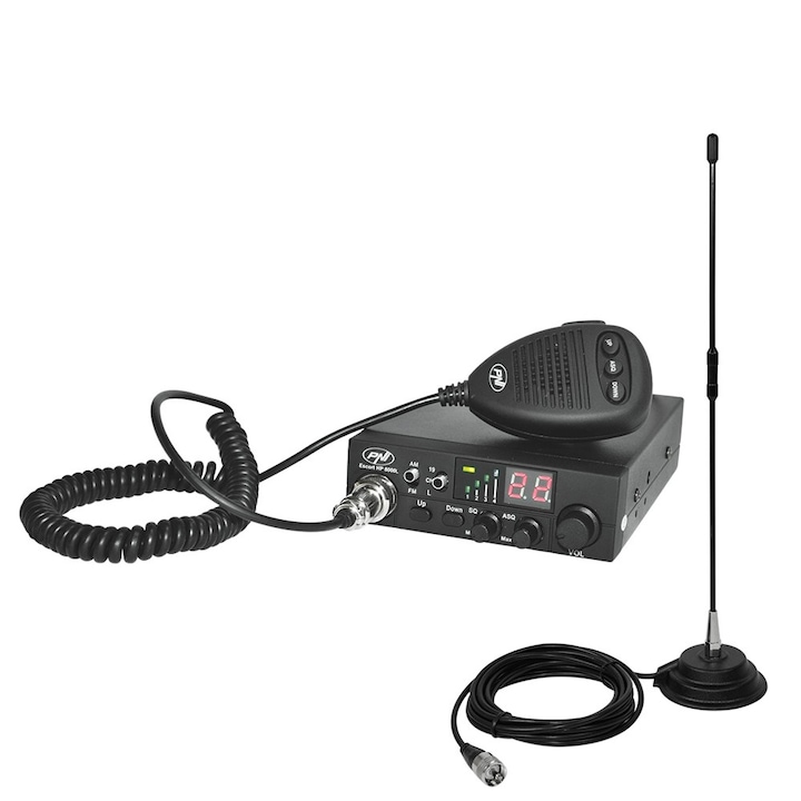 Reducere  RESIGILAT: Kit Statie radio CB PNI ESCORT HP 8000L ASQ + Antena CB PNI Extra 40 cu magnet