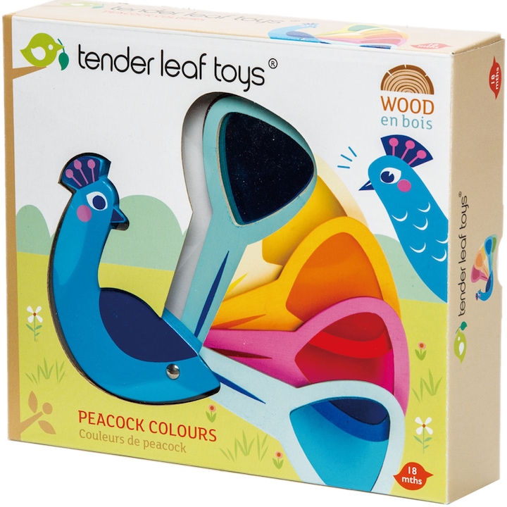 Reducere  RESIGILAT: Jucarie din lemn Tender Leaf Toys – Paunul colorat