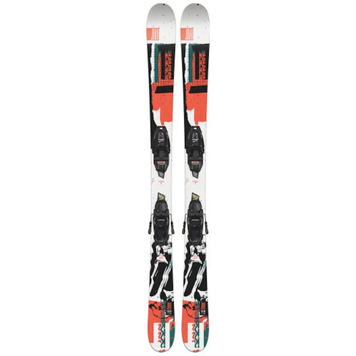 Reducere  RESIGILAT: Schiuri SKI JUVY FDT 4.5, cu legaturi, pentru copii, 109cm, alb/maro/negru