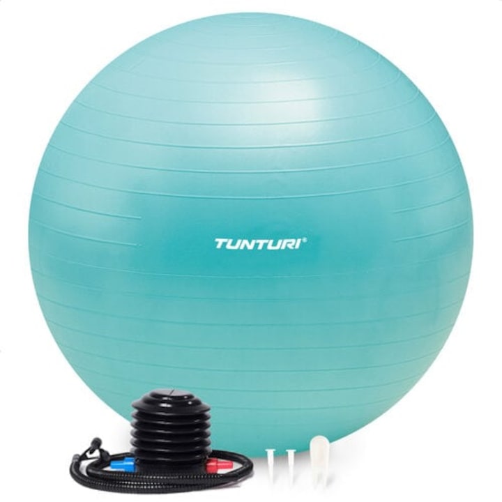 Reducere  RESIGILAT: Minge fitness/yoga/pilates Tunturi Gymball 65cm, pompa inclusa, turcoaz