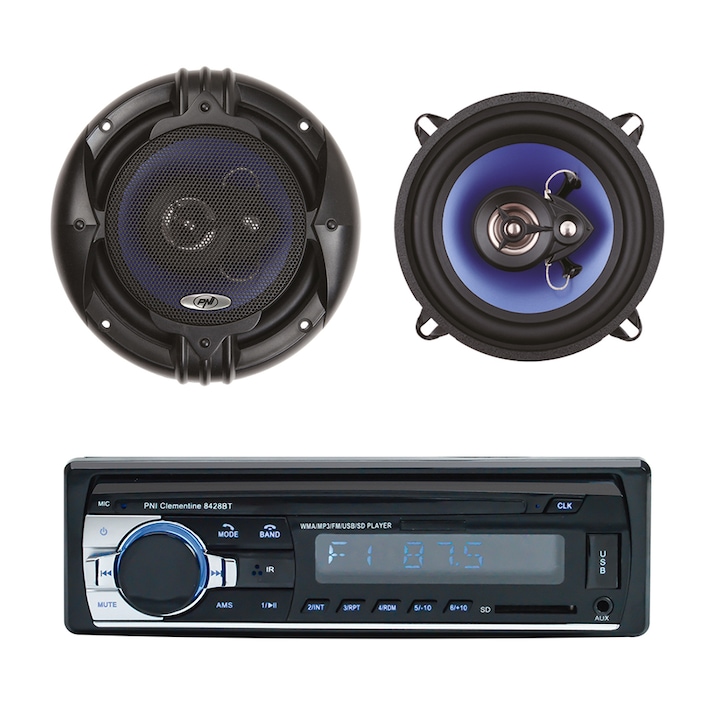 Reducere  RESIGILAT: Pachet Radio MP3 player auto PNI Clementine 8428BT 4x45w + Difuzoare auto coaxiale PNI HiFi500, 100W, 12.7 cm