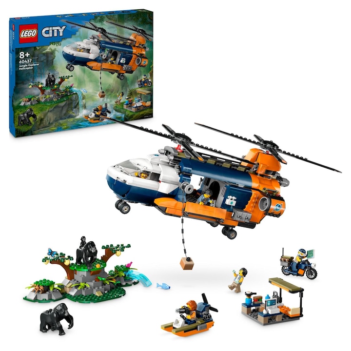 Reducere  RESIGILAT: LEGO® City – Elicopterul unui explorator al junglei la tabara de baza 60437, 881 piese