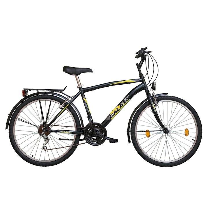 Reducere  RESIGILAT: Bicicleta trekking GLX 26″, negru/galben