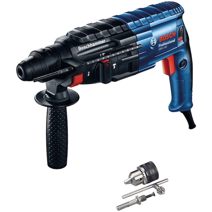 Reducere  RESIGILAT: Ciocan rotopercutor Bosch Professional GBH 240, 790 W, 2.7 J, 4200 percutii/min, 930 RPM, SDS Plus sistem prindere, 68 mm diametru maxim gaurire, mandrina cu coroana dintata