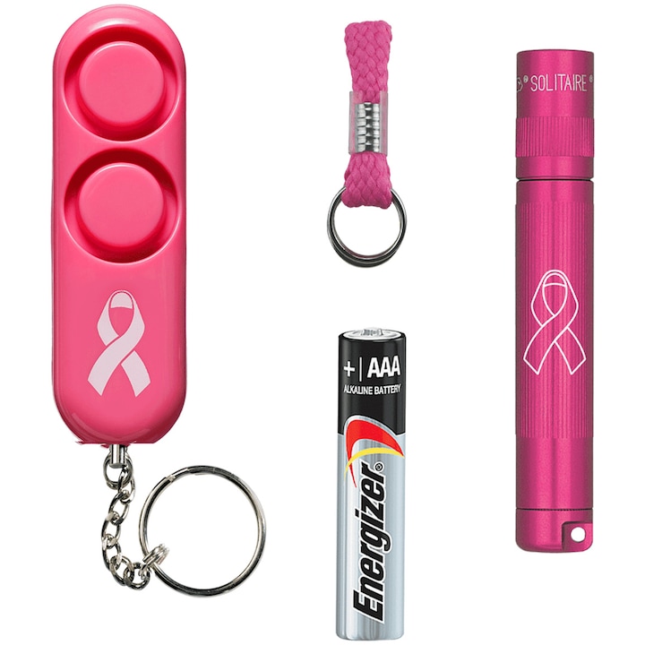 Reducere  RESIGILAT: Pachet Sabre Alarm Maglite®, lanterna Maglite Solitaire LED, 1xAAA, 47 lumeni, alarma key,roz