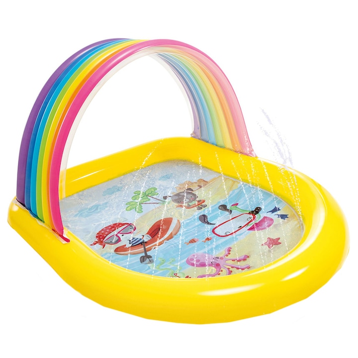 Reducere  RESIGILAT: Piscina gonflabila Intex – Rainbow arch spray, 147 x 130 x 86 cm