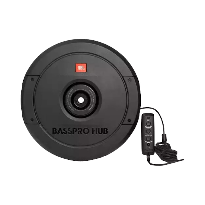 Reducere  RESIGILAT: Subwoofer auto amplificat JBL BASSPRO HUB , 200W RMS , Difuzor de 27.9 cm , Instalare in locul rotii de rezerva a masinii