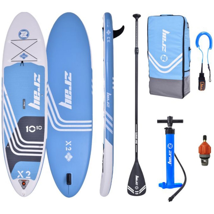 Reducere  RESIGILAT: Set placa gonflabila Stand Up PaddleBoard Zray X-Rider X2 10’10”, 330x81x15 cm, cu lesa, vasla, pompa si geanta transport incluse