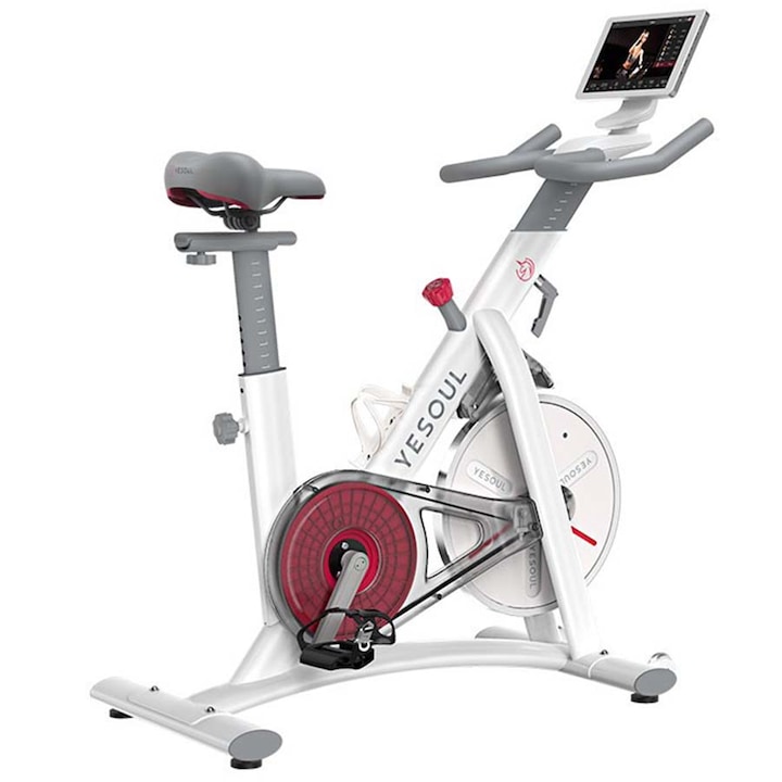 Reducere  RESIGILAT: Bicicleta spinning smart Yesoul S3 Pro, rezistenta magnetica, volanta 6 kg, bluetooth, greutate maxima utilizator 120 kg, alb