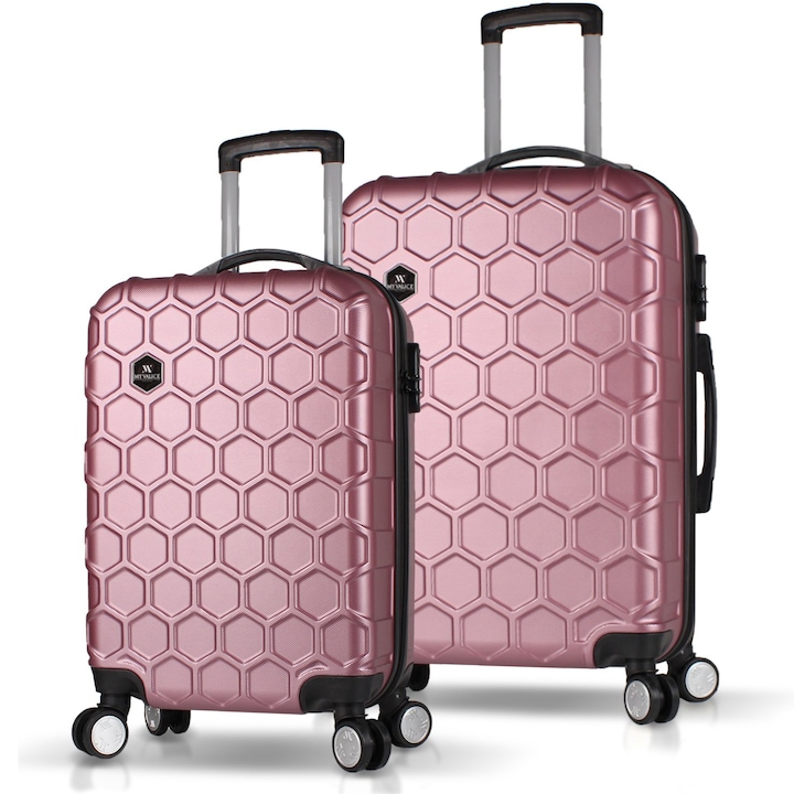 Reducere  RESIGILAT: Set trolere MYVALICE HEYKOGLD, 66 x 44 x 25 & 57 x 35 x 23, Auriu rose