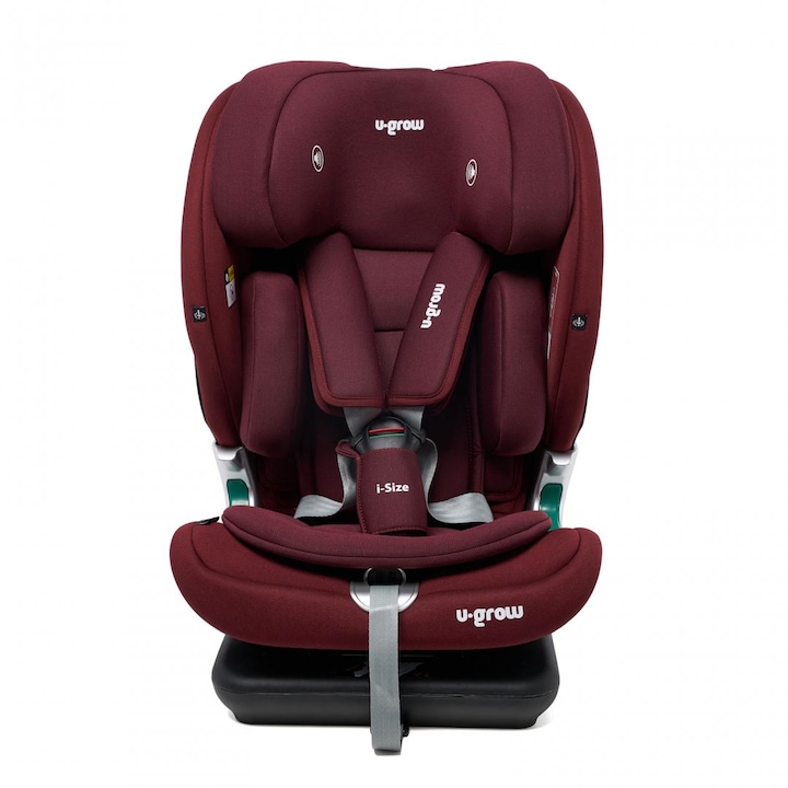 Reducere  RESIGILAT: Scaun auto pentru copii U-Grow Goldfix Plus, I-Size, R129, cu isofix, 76-150 cm, boxa bluetooth, rosu